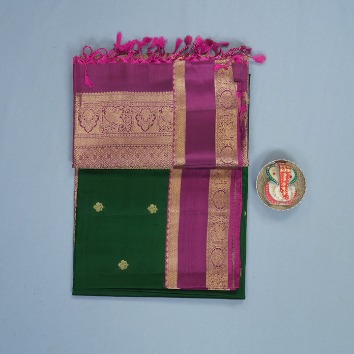 Hayagrivas Bottle Green Handloom Soft Silk Saree KBF1076I1-7