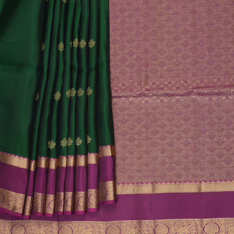 Hayagrivas Bottle Green Handloom Soft Silk Saree KBF1076I1-7
