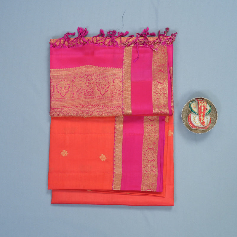 Hayagrivas Carrot Orange Handloom Soft Silk Saree KBF1076I1-8