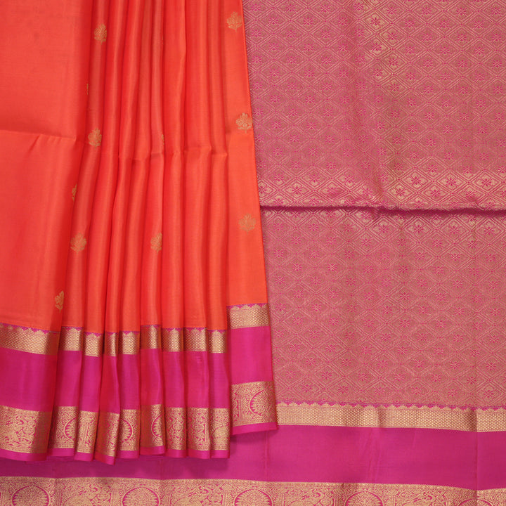 Hayagrivas Carrot Orange Handloom Soft Silk Saree KBF1076I1-8