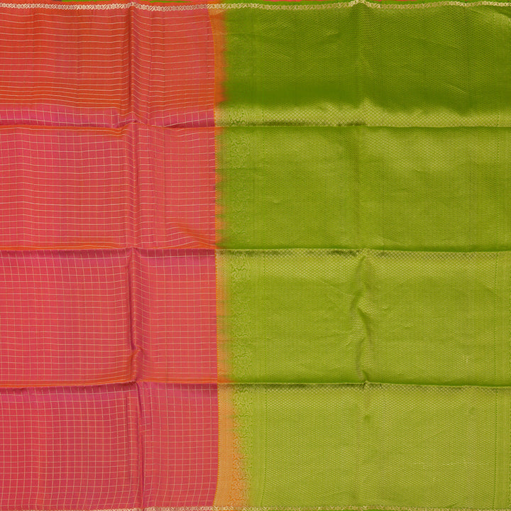 Hayagrivas Orangish-Pink Handloom Soft Silk Saree KBF108D1-1