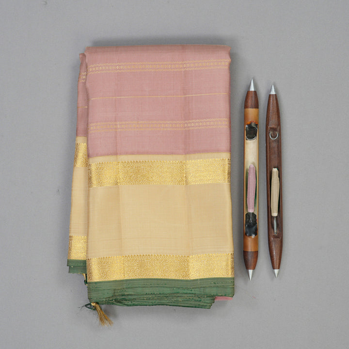 Hayagrivas Handloom Rosewood Pink Kanjivaram Silk Saree with Sandal Border KBF110D2-1