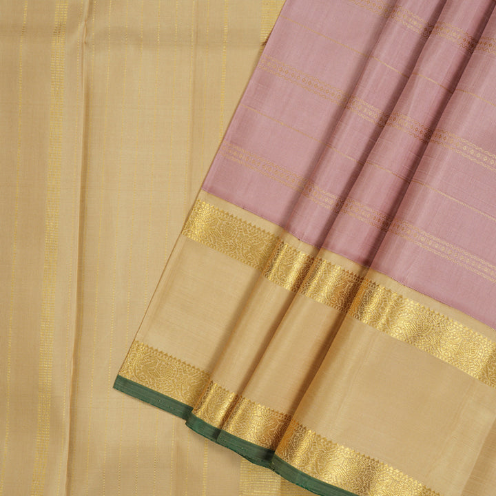 Hayagrivas Handloom Rosewood Pink Kanjivaram Silk Saree with Sandal Border KBF110D2-1
