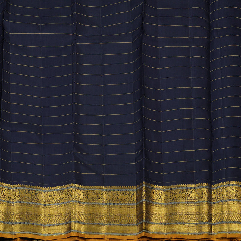 Hayagrivas Handloom Cement Green Kanjivaram Silk Saree with Karum Neelam Border KBF110D3-1