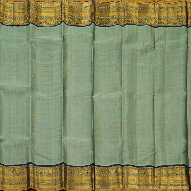 Hayagrivas Handloom Cement Green Kanjivaram Silk Saree with Karum Neelam Border KBF110D3-1