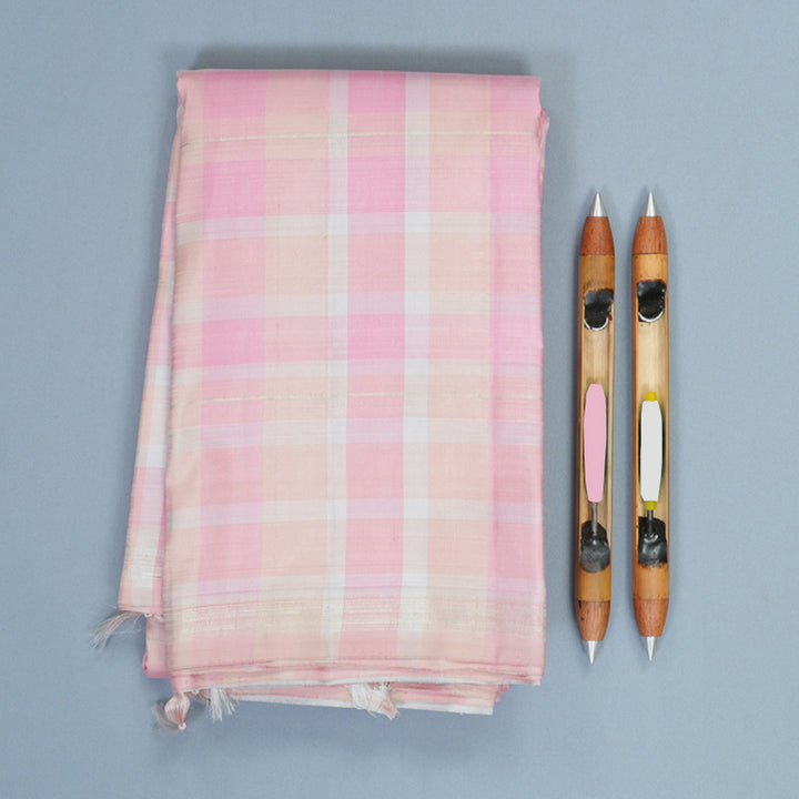 Hayagrivas Handloom Pastel Checks Kanjivaram Silk Saree KBF110D4-1