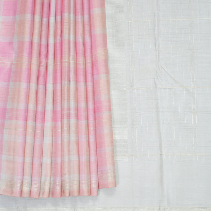 Hayagrivas Handloom Pastel Checks Kanjivaram Silk Saree KBF110D4-1