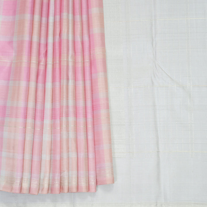 Hayagrivas Handloom Pastel Checks Kanjivaram Silk Saree KBF110D4-1