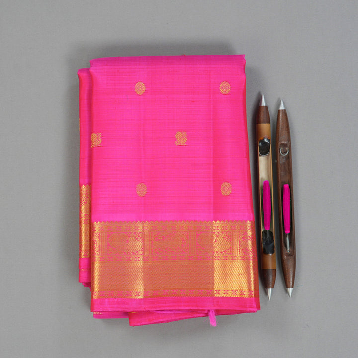 Hayagrivas Handloom Bright Pink Kanjivaram Silk Saree KBF111D1-1