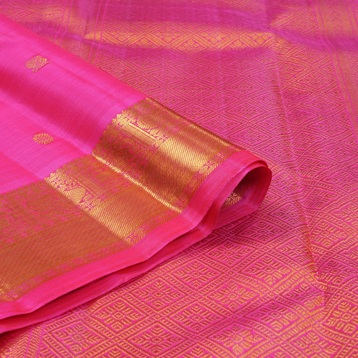 Hayagrivas Handloom Bright Pink Kanjivaram Silk Saree KBF111D1-1