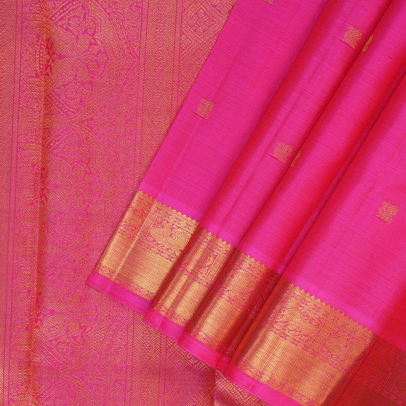 Hayagrivas Handloom Bright Pink Kanjivaram Silk Saree KBF111D1-1