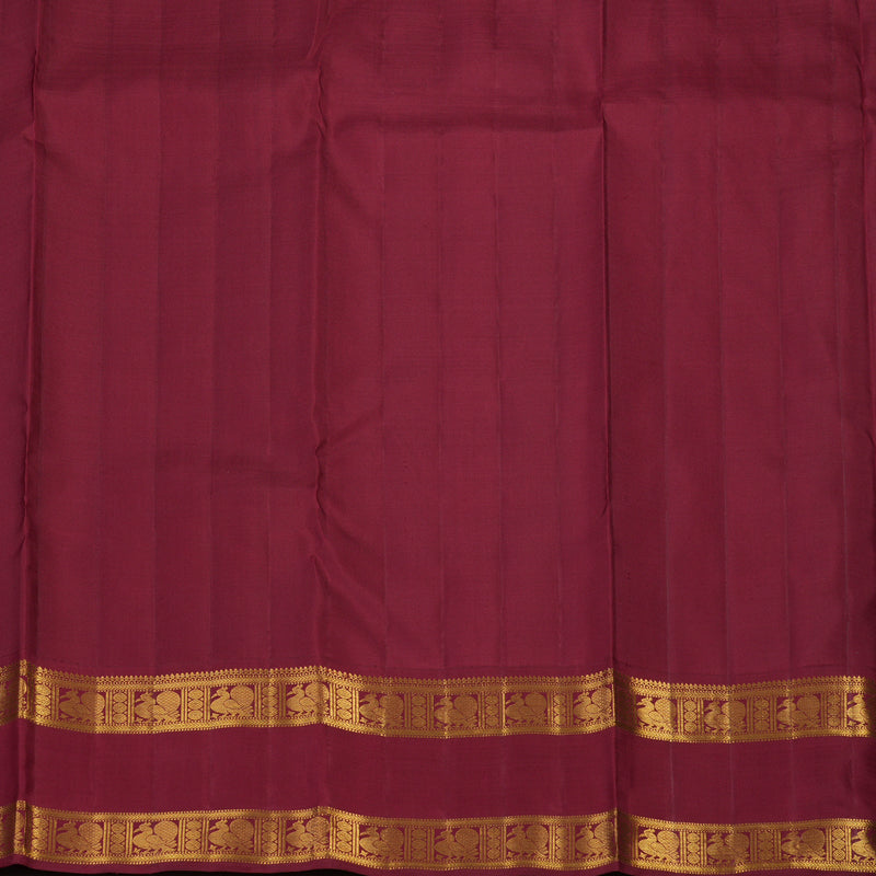 Hayagrivas Handloom Elaichi Green Kanjivaram Silk Saree with Maroon Border KBF112D1-1