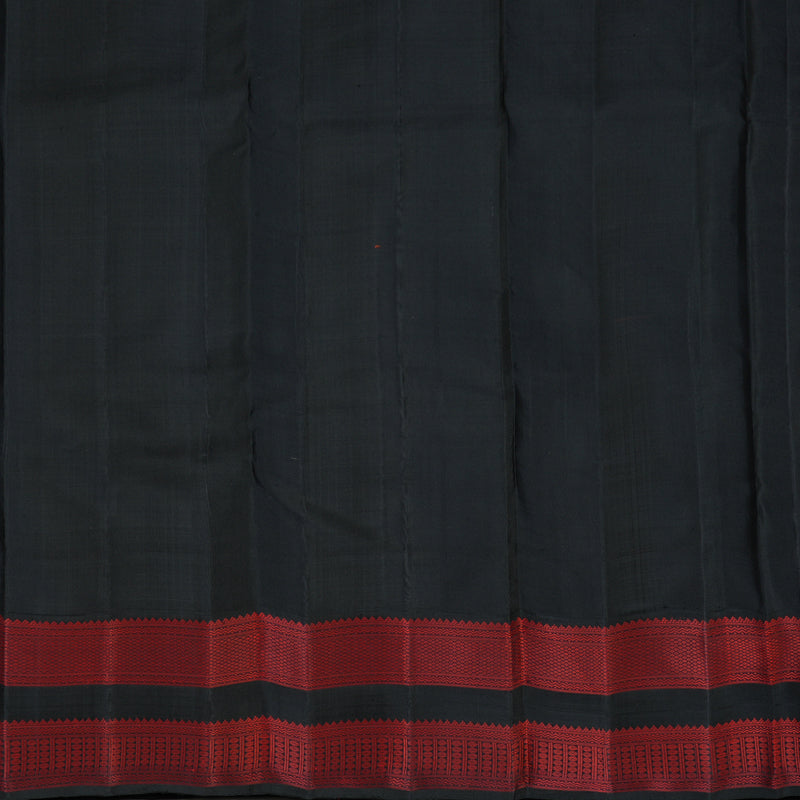 Hayagrivas Handloom Carrot Orange Kanjivaram Silk Saree with Black Border KBF112D1-2