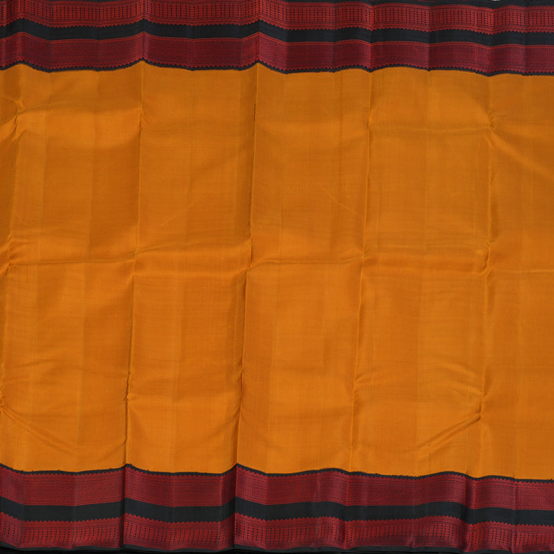 Hayagrivas Handloom Carrot Orange Kanjivaram Silk Saree with Black Border KBF112D1-2