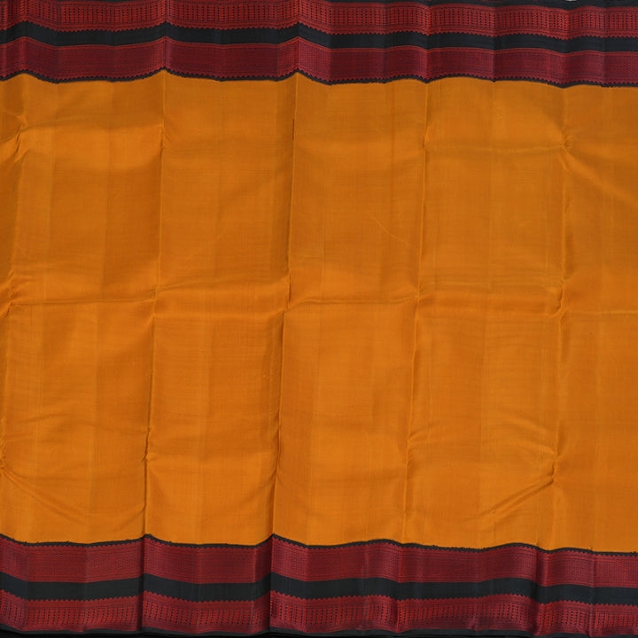 Hayagrivas Handloom Carrot Orange Kanjivaram Silk Saree with Black Border KBF112D1-2