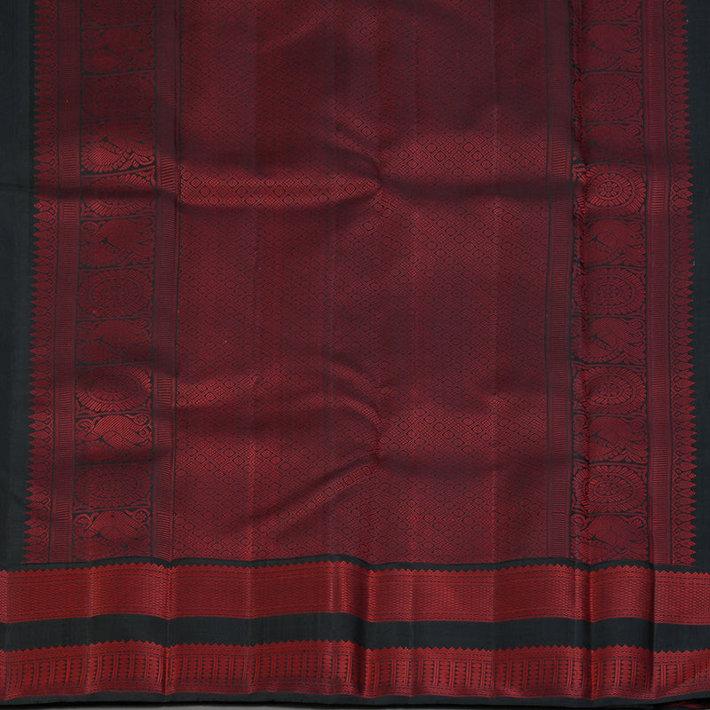 Hayagrivas Handloom Carrot Orange Kanjivaram Silk Saree with Black Border KBF112D1-2
