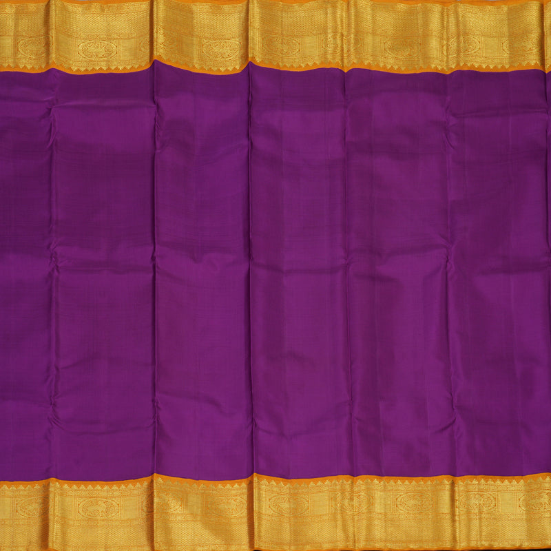 Hayagrivas Handloom Vadamalli Purple Kanjivaram Silk Saree with Orange Border KBF112D1-4