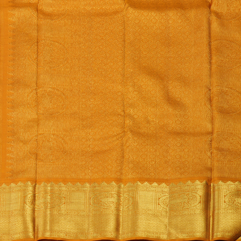 Hayagrivas Handloom Vadamalli Purple Kanjivaram Silk Saree with Orange Border KBF112D1-4