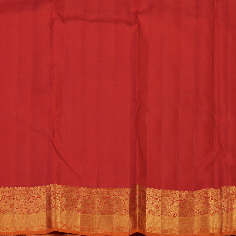 Hayagrivas Handloom Teal Blue Kanjivaram Silk Saree with Red Border KBF113D3-1