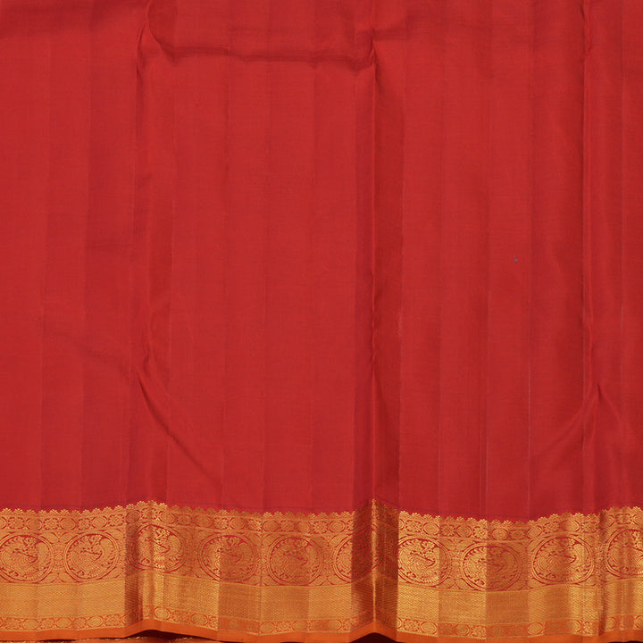 Hayagrivas Handloom Teal Blue Kanjivaram Silk Saree with Red Border KBF113D3-1