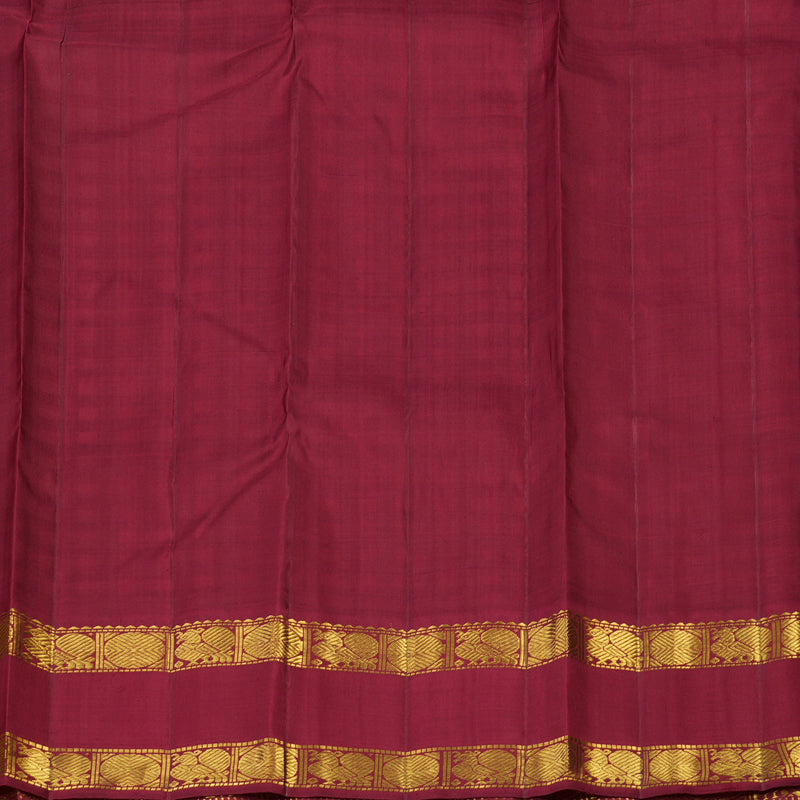 Hayagrivas Handloom Black & White Checks Kanjivaram Silk Saree with Maroon Border KBF116D8-1