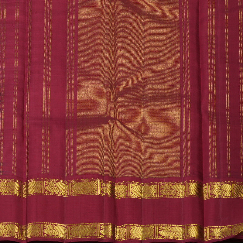 Hayagrivas Handloom Black & White Checks Kanjivaram Silk Saree with Maroon Border KBF116D8-1