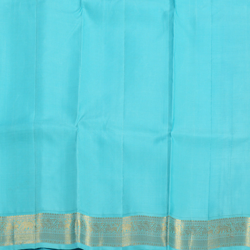 Hayagrivas Handloom Peacock Blue Kanjivaram Silk Saree with Powder Blue Border KBF117D1-1