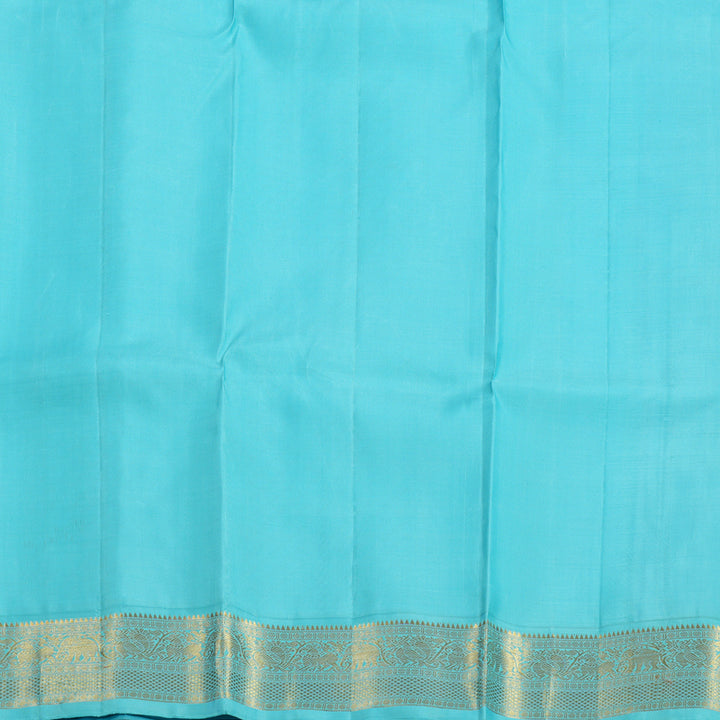 Hayagrivas Handloom Peacock Blue Kanjivaram Silk Saree with Powder Blue Border KBF117D1-1
