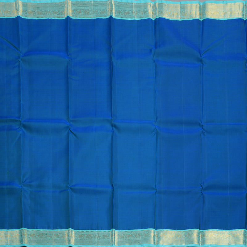 Hayagrivas Handloom Peacock Blue Kanjivaram Silk Saree with Powder Blue Border KBF117D1-1