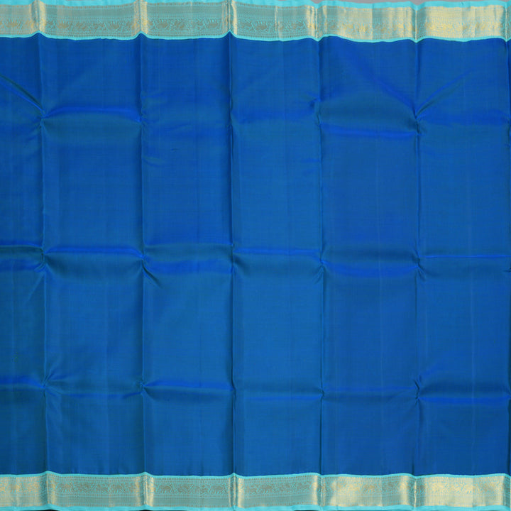 Hayagrivas Handloom Peacock Blue Kanjivaram Silk Saree with Powder Blue Border KBF117D1-1