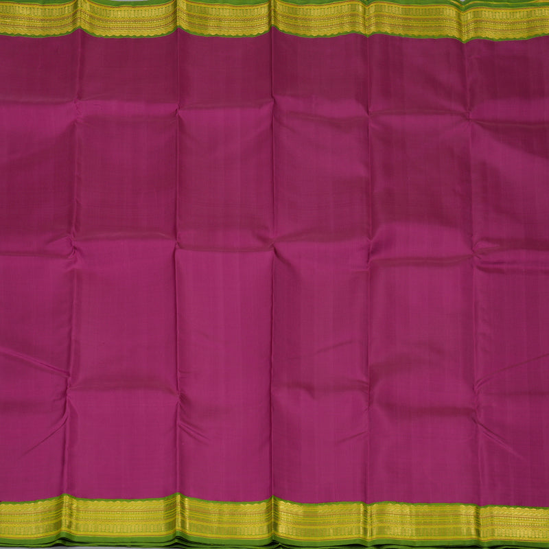 Hayagrivas Handloom Vadamalli Purple Kanjivaram Silk Saree with Parrot Green Border KBF117D1-2