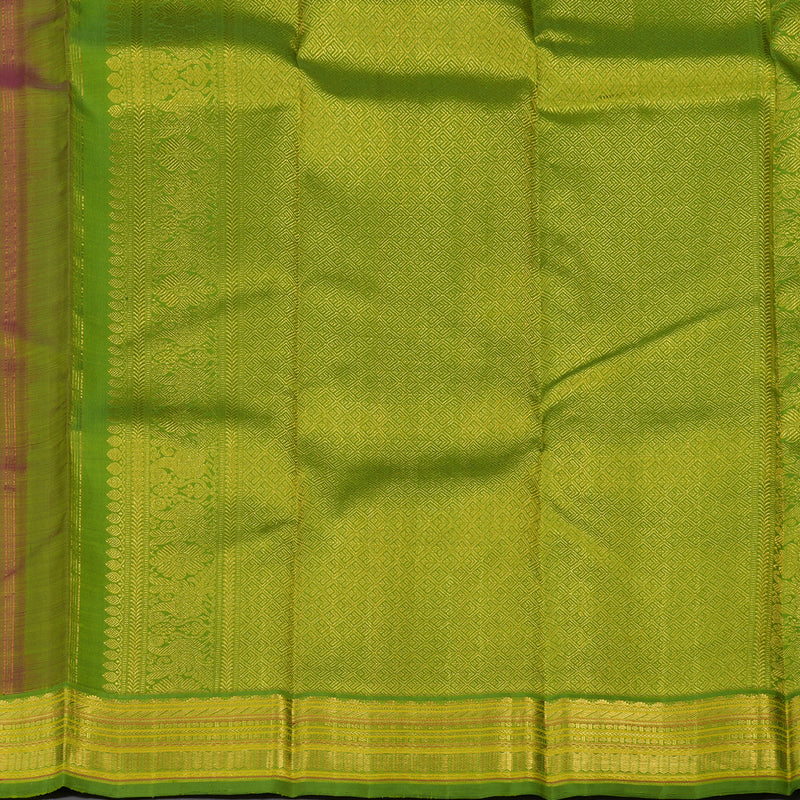 Hayagrivas Handloom Vadamalli Purple Kanjivaram Silk Saree with Parrot Green Border KBF117D1-2