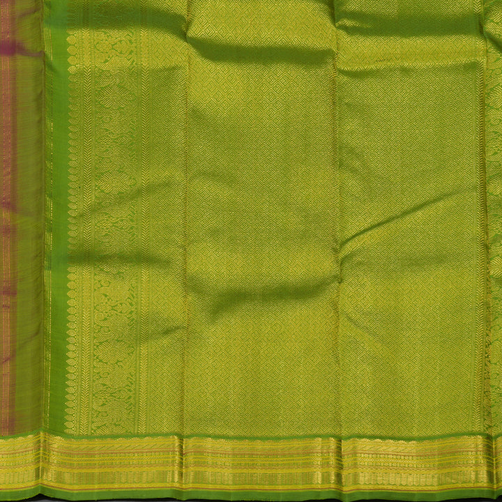 Hayagrivas Handloom Vadamalli Purple Kanjivaram Silk Saree with Parrot Green Border KBF117D1-2