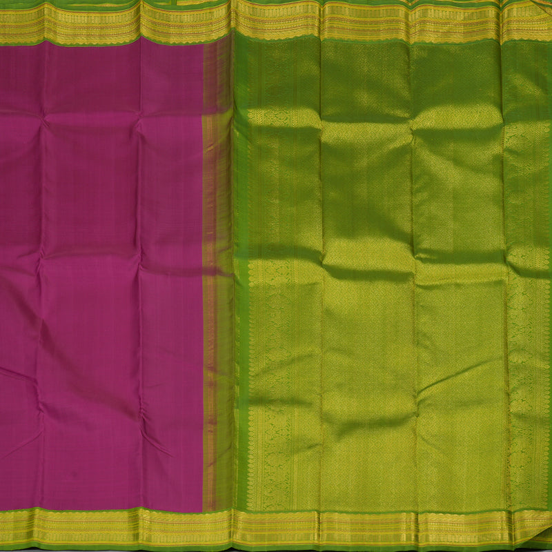Hayagrivas Handloom Vadamalli Purple Kanjivaram Silk Saree with Parrot Green Border KBF117D1-2
