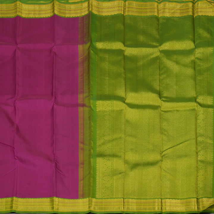 Hayagrivas Handloom Vadamalli Purple Kanjivaram Silk Saree with Parrot Green Border KBF117D1-2