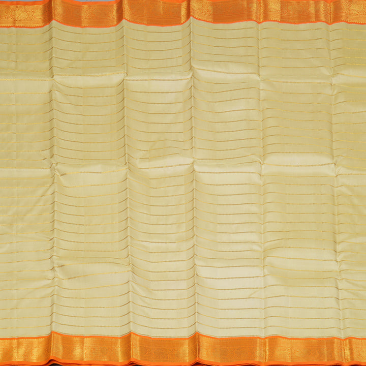 Hayagrivas Handloom Sandal Kanjivaram Silk Saree with Orange Border KBF118D2-1