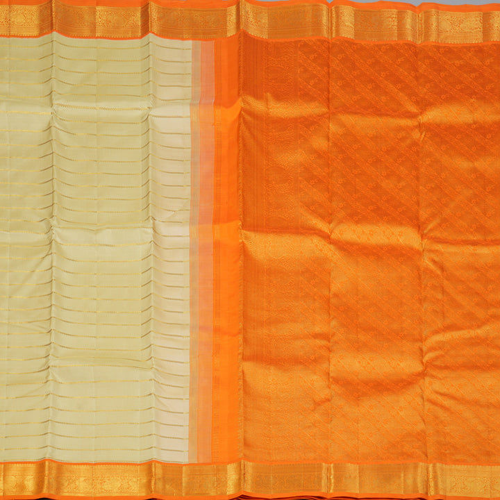 Hayagrivas Handloom Sandal Kanjivaram Silk Saree with Orange Border KBF118D2-1