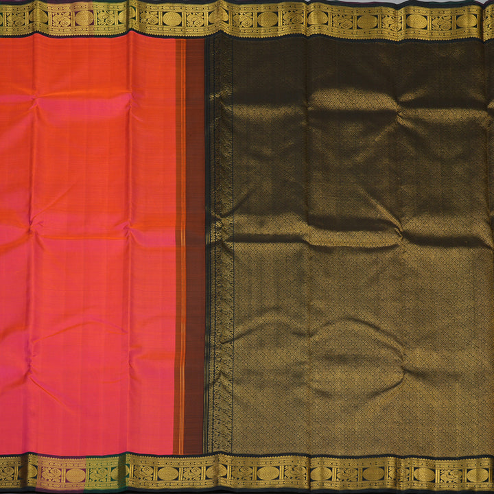 Hayagrivas Handloom Pink Kanjivaram Silk Saree with Multicolour Border KBF119D2-1