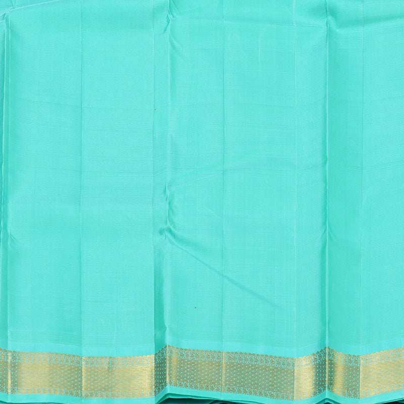 Hayagrivas Handloom Rani Pink Kanjivaram Silk Saree with Teal Border KBF11D13-1