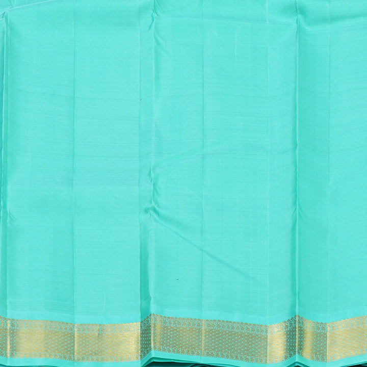 Hayagrivas Handloom Rani Pink Kanjivaram Silk Saree with Teal Border KBF11D13-1
