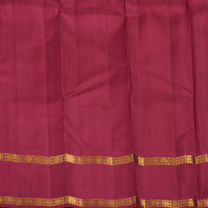 Hayagrivas Handloom Sunset Orange Kanjivaram Silk Saree with Maroon Border KBF11D4-1