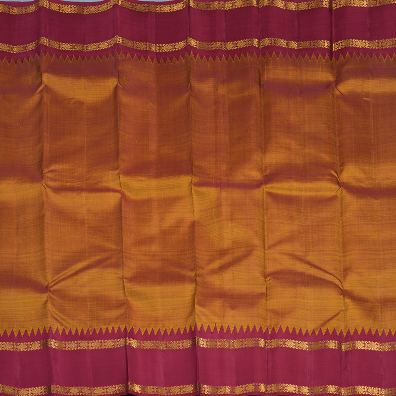 Hayagrivas Handloom Sunset Orange Kanjivaram Silk Saree with Maroon Border KBF11D4-1