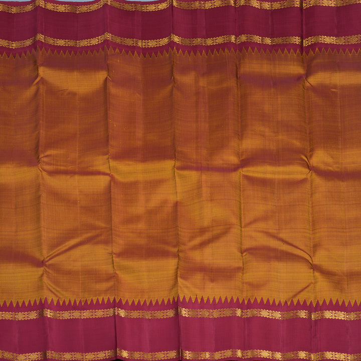 Hayagrivas Handloom Sunset Orange Kanjivaram Silk Saree with Maroon Border KBF11D4-1