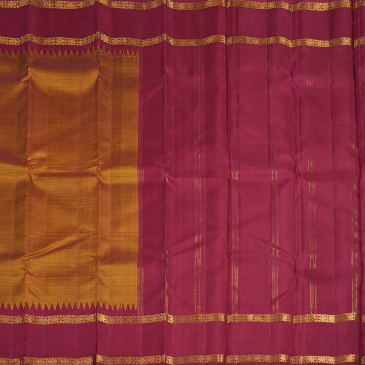 Hayagrivas Handloom Sunset Orange Kanjivaram Silk Saree with Maroon Border KBF11D4-1