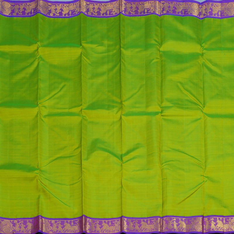 Hayagrivas Handloom Fluorescent Green Kanjivaram Silk Saree with Purple Border KBF11D5-1