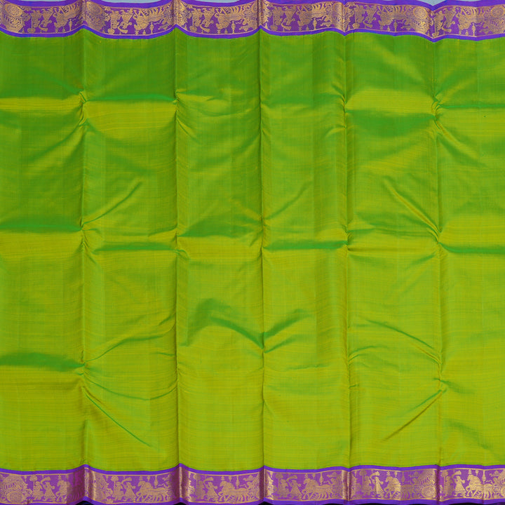 Hayagrivas Handloom Fluorescent Green Kanjivaram Silk Saree with Purple Border KBF11D5-1