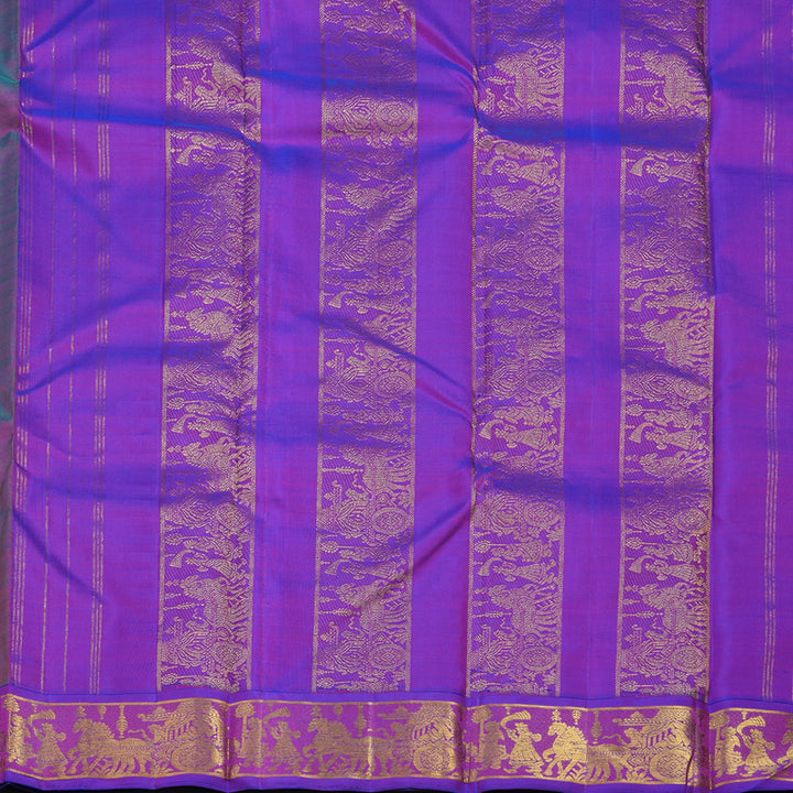 Hayagrivas Handloom Fluorescent Green Kanjivaram Silk Saree with Purple Border KBF11D5-1