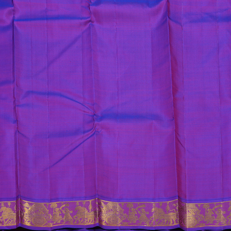 Hayagrivas Handloom Yellow Kanjivaram Silk Saree with Purple Border KBF11D5-2