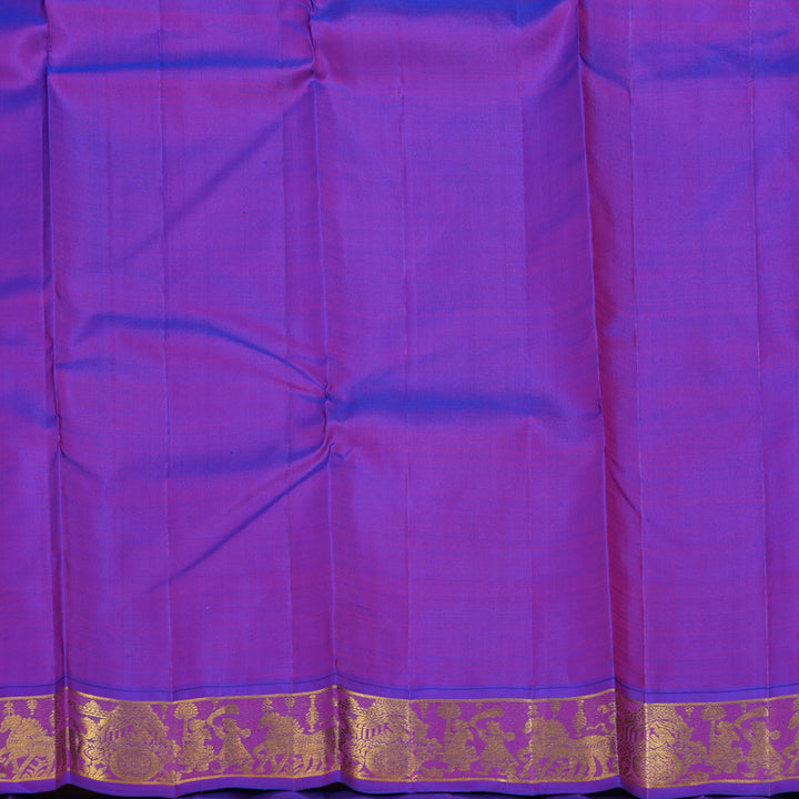 Hayagrivas Handloom Yellow Kanjivaram Silk Saree with Purple Border KBF11D5-2