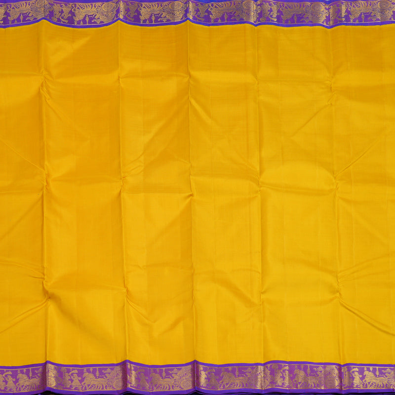 Hayagrivas Handloom Yellow Kanjivaram Silk Saree with Purple Border KBF11D5-2